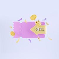 objets de coupon de rendu 3d, icônes simples liées aux finances photo