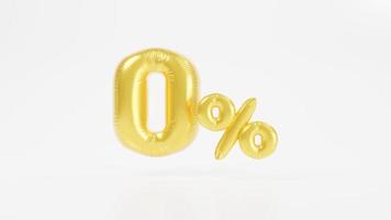 pourcentage d'or zéro ou 0. réalisé avec un arrière-plan réaliste et blanc, rendu 3d photo