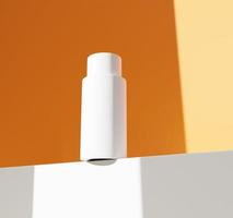 Bouteille cosmétique maquette de rendu 3d pour la présentation du produit avec la lumière de la fenêtre photo