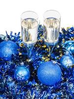 Voir ci-dessus de deux verres à décorations de Noël bleu photo