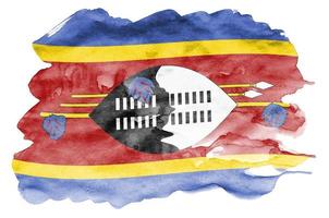 le drapeau du swaziland est représenté dans un style aquarelle liquide isolé sur fond blanc photo