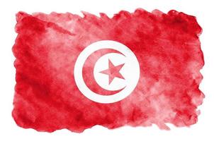 le drapeau de la tunisie est représenté dans un style aquarelle liquide isolé sur fond blanc photo