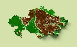 carte topographique du kazakhstan carte réaliste 3d couleur illustration 3d photo