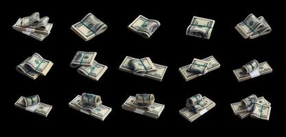 grand ensemble de liasses de billets d'un dollar américain isolés sur blanc. collage avec de nombreux packs d'argent américain avec une haute résolution sur fond blanc parfait photo