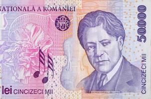 george enescu sur le billet de 50000 leu 2001 de roumanie photo