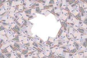 Gros plan macro de billets de 50 roubles russes. projet de loi de cinquante roubles en russie photo