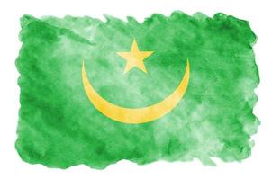 le drapeau de la mauritanie est représenté dans un style aquarelle liquide isolé sur fond blanc photo