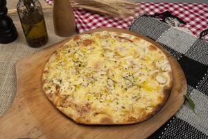 pizza brésilienne aux champignons, fromage et origan photo