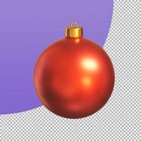 boule de noël rouge pour la décoration pendant la saison de noël. illustration 3d avec un tracé de détourage. photo