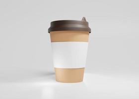 tasse à café en papier blanc avec fond gris clair photo