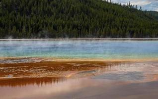 vue idyllique de la vapeur émettant du grand ressort prismatique au parc de Yellowstone photo