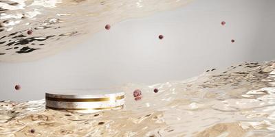 podium pour la base de produits cosmétiques en marbre sur la surface de l'eau illustration 3d photo