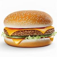 cheeseburger sur fond blanc isolé photo