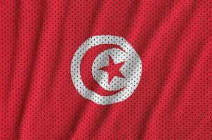 drapeau tunisien imprimé sur un tissu en maille polyester nylon sportswear photo