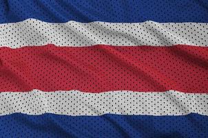 drapeau du costa rica imprimé sur un tissu en maille de polyester et de nylon sportswear photo