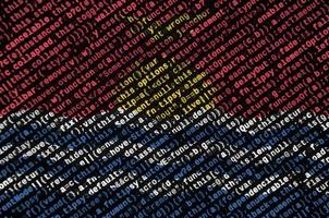 drapeau kiribati est représenté sur l'écran avec le code du programme. le concept de technologie moderne et de développement de site photo