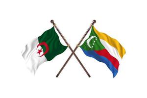 L'algérie contre les comores deux drapeaux de pays photo