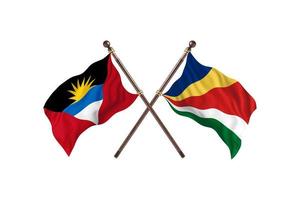 antigua et barbuda contre les seychelles deux drapeaux de pays photo