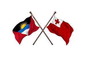 antigua et barbuda contre tonga deux drapeaux de pays photo