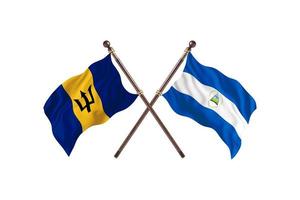 barbade contre nicaragua deux drapeaux de pays photo