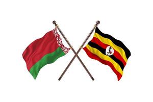 biélorussie contre ouganda deux drapeaux de pays photo
