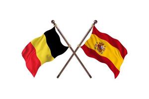 belgique contre espagne deux drapeaux de pays photo