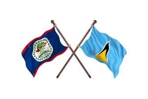 belize contre saint lucia deux drapeaux de pays photo