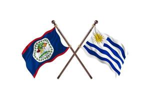 belize contre uruguay deux drapeaux de pays photo