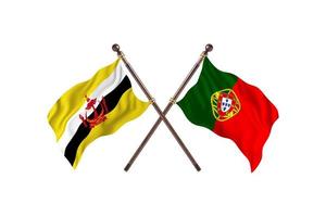 brunei contre portugal deux drapeaux de pays photo