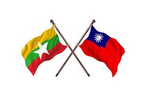 birmanie contre taiwan deux drapeaux de pays photo