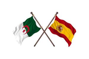 L'algérie contre l'Espagne deux drapeaux de pays photo