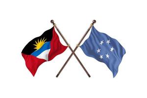 antigua et barbuda contre la micronésie deux drapeaux de pays photo