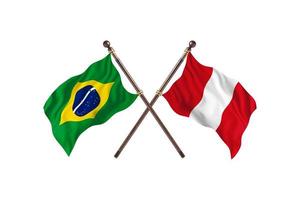 brésil contre pérou deux drapeaux de pays photo