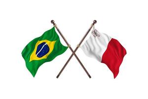 brésil contre malte deux drapeaux de pays photo
