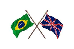 brésil contre royaume-uni deux drapeaux de pays photo