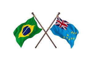 brésil contre tuvalu deux drapeaux de pays photo