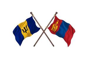 la barbade contre la mongolie deux drapeaux de pays photo