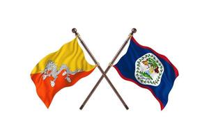 Bhoutan contre Belize deux drapeaux de pays photo