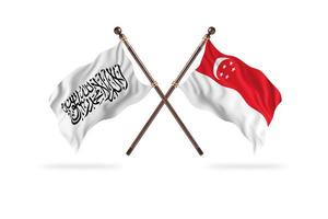 Émirat islamique d'afghanistan contre singapour deux drapeaux de pays photo