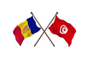 andorre contre tunisie deux drapeaux de pays photo