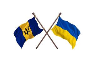 la barbade contre l'ukraine deux drapeaux de pays photo