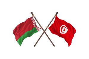 la biélorussie contre la tunisie deux drapeaux de pays photo