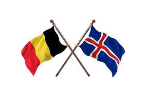 belgique contre islande deux drapeaux de pays photo