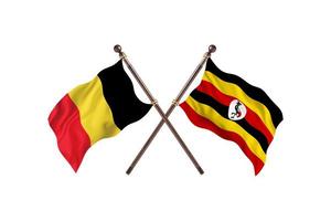 belgique contre ouganda deux drapeaux de pays photo