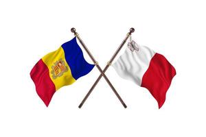 andorre contre malte deux drapeaux de pays photo