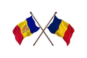 andorre contre roumanie deux drapeaux de pays photo