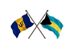 la barbade contre les bahamas deux drapeaux de pays photo