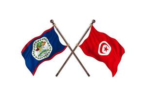 belize contre la tunisie deux drapeaux de pays photo