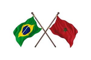 brésil contre maroc deux drapeaux de pays photo