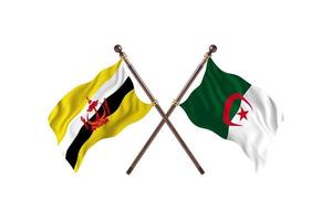 Brunei contre l'Algérie deux drapeaux de pays photo